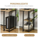 Scrivania Doppia con Scaffali e Mensola per Monitor in Stile Industriale, Scrivania con Libreria Salvaspazio per Ufficio e Studio in Metallo e MDF, 2x53x1cm, Nero Marrone - immagine 6