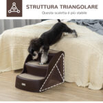 Scaletta per Cani Pieghevole con 3 Gradini Antiscivolo in PP, 49x38x38 cm, Marrone - immagine 6