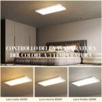 Set 2 Plafoniere LED Sottili e Minimal con Colore Regolabile, in Acciaio e Plastica, 60x30x3,7 cm, Bianco - immagine 4