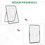 Rete da Calcio Rebounder Pieghevole con Bersaglio, Altezza e Angolazione Regolabili, Metallo e PE, 123x73x178,5cm, Nero - immagine 4