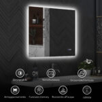 Specchio da Bagno Anticondensa con Luminosità e Colore Regolabili, in Vetro e Lega di Alluminio, 80x60x4 cm - immagine 9