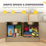 Portaciotole per Cani con 2 Ciotole da 2L in Acciaio Inox e Armadietto Inferiore, in Legno, 60x30x35,5 cm, Rovere - immagine 5