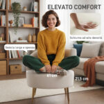 Sedia Moderna Rivestita in Chenille Bianco Crema con Schienale ad Arco, 69x65x67 cm - immagine 4