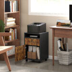 Mobile per Ufficio con Ripiano Aperto, Cassetto con Serratura e Armadietto, 40x35x60 cm, Marrone - immagine 2