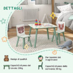Set Tavolo e Sedie 3 Pezzi per Bambini 3-8 Anni in MDF e Legno di Pino, Verde - immagine 7