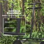 Spandiconcime da 75L in Metallo con Manico Regolabile a T e Maniglia Imbottita, 70x40x112 cm, Nero - immagine 6