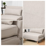 Poltrona Letto 3 in 1 con Schienale Reclinabile in 6 Posizioni, 94x78x80 cm, Beige - immagine 9