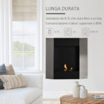 Camino Bioetanolo da Parete con Serbatoio da 0,7L e Copertura 20m², Acciaio, 72x11x72cm, Argento e Nero - immagine 6