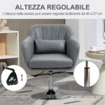 Sedia per Scrivania Girevole con Altezza Regolabile Cuscino Lombare, Tessuto Tecnico, Grigio - immagine 4