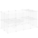 Recinto per Animali Domestici Piccoli con 36 Pannelli di Metallo Modulabili con Porta, Bianco