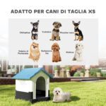 Cuccia per Cani Piccoli da Esterno in Plastica con Finestre e Base Rialzata, 64,5x57x66 cm, Blu - immagine 4