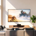 Telo per Proiettore 120" 16:9 HD 4K/8K Pieghevole e Portatile, Antipiega e Lavabile, Doppia Facciata, Bianco - immagine 2