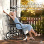 Panchina a Dondolo da Giardino a 3 Posti in Metallo e Tessuto a Rete Traspirante, 147x70x85cm, Nero - immagine 4