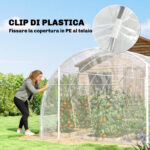 Serra a Tunnel 3x6x2 m con Porte Avvolgibili, Telaio in Acciaio e Copertura in PE Anti-UV, Trasparente - immagine 8