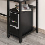 Scrivania Angolare in Stile Industriale con Ripiano Laterale, in Legno e Metallo Nero, 150x120x75cm - immagine 8