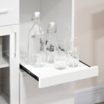 Credenza Moderna con Armadietti e Cassetto in Legno e Vetro, 60x40x95cm, Bianco - immagine 8