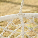 Amaca da Giardino in Stile Boho Chic, Sedia Sospesa in Poliestere e Macramè per Interni ed Esterni, Crema, 80x60x36cm - immagine 7