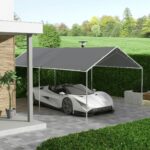 Copertura di Ricambio 6x3 m in PE Grigio Scuro Anti-UV per Carport Auto con Corde Elastiche - immagine 2