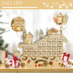 Calendario dell'Avvento in Legno a Forma di Slitta con 24 Cassetti da Riempire, Decorazioni e Luci a LED, 45x10x31cm - immagine 4