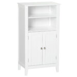 Mobile Bagno con Mensole Regolabili e Armadietto 2 Ante, Mobiletto Bagno Multiuso in Legno, Bianco, 50x30x93cm