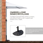 Ombrellone da Terrazza a Mezzaluna con Apertura a Manovella e Palo a 2 Sezioni, 2,6x1,35 m, Bianco - immagine 4