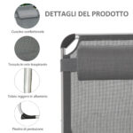 Sdraio Pieghevole con Poggiatesta e Schienale Regolabile in Alluminio 60x165x76cm Grigio - immagine 6