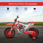 Moto da Cross Elettrica per Bambini da 3-5 Anni, Moto Elettrica per Bambini con Batteria 12V Ricaricabile e Rotelline Rimovibili, 106,5x51,5x68cm, Rosso - immagine 4