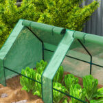 Mini Serra da Giardino a 4 Porte Arrotolabili con Copertura Allungata, in Acciaio e PE, 360x90x90 cm, Verde - immagine 9