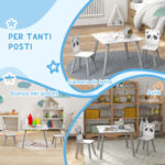 Set Tavolino e 2 Sedie per Bambini 3-8 Anni in MDF e Legno di Pino, Grigio - immagine 6