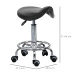 Sgabello Regolabile in Altezza con 5 Ruote e Seduta Ergonomica Imbottita in Gommapiuma, 36,2x37,5x51-66 cm, Nero - immagine 3