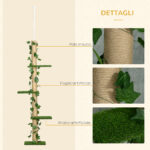 Albero Tiragraffi per Gatti a Soffitto Alto 202-242 cm Regolabile con Asta di Tensione, Verde - immagine 6