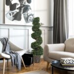 Set 2 Piante Artificiali di Bosso a Spirale per Interni ed Esterni con Vaso, Ø32x120 cm, Verde - immagine 7