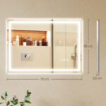 Specchio Bagno Antiappannante con Luce LED Regolabile, Speaker Bluetooth, Pulsanti Touch, 50x70 cm - immagine 3