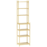 Mobile Scaffale Bagno a 7 Ripiani Portaoggetti in Bambù, 44x33x180 cm, Color Legno