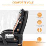 Sedia per Scrivania ad Altezza Regolabile e Reclinabile fino a 135°, in Pelle PU Nera, 65x76x113-121 cm - immagine 4