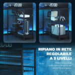 Scrivania Gaming Angolare con LED, Prese Elettriche, Supporto per Monitor e Scaffale, Nero - immagine 6