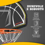 Canestro Basket per Bambini e Adulti da Indoor e Outdoor in Acciaio e PE, 110x90x70 cm, Nero e Giallo - immagine 5
