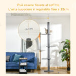 Albero Tiragraffi per Gatti a 4 Livelli con Altezza Regolabile, Grigio, 43x27x228-260cm - immagine 6