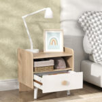 Comodino con Cassetto per Bambini 3-10 Anni in Legno e Legno di Pino, 40x32,5x40 cm, Bianco - immagine 8
