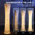 Lampada da Terra Moderna con Interruttore a Pedale, in Acciaio e Tessuto, 25x25x129 cm, Bianco e Argento - immagine 4