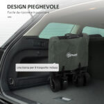 Carrello da Giardino da 95L Pieghevole con Pannello Apribile, in Acciaio e Poliestere, 125x48x78-102 cm, Verde - immagine 6