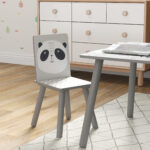 Set Tavolino e 2 Sedie per Bambini 3-8 Anni in MDF e Legno di Pino, Grigio - immagine 9