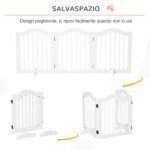 Cancellino per Cani Pieghevole a 3 Sezioni in Legno, 154,5x29,5x61cm, Bianco - immagine 5