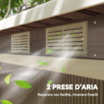 Ripostiglio da Giardino in Acciaio con 2 Prese d'Aria e 2 Porte Scorrevoli, 280x130x172 cm, Marrone Legno - immagine 8