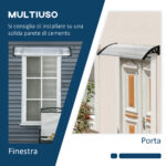 Pensilina da Esterno per Finestre e Porte, in Policarbonato e Alluminio, 110x60x18cm - Trasparente - immagine 6