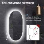Specchio Bagno LED Antiappannamento con Luminosità Regolabile, in Vetro e Alluminio, 81x51x4,5 cm - immagine 8