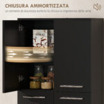 Mobile Contenitore Minimal con 2 Armadietti e Mensole Regolabili, in Legno Nero, 59x31x155 cm - immagine 6