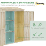 Casetta da Giardino in Legno di Abete con 2 Porte e Ripiani, 120x57x183cm, Naturale - immagine 4