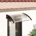 Pensilina da Esterni Impermeabile e Anti-UV, in PC, PP e Alluminio, 75x1x23 cm, Trasparente e Nero - immagine 9