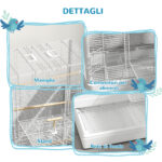 Gabbia per Uccelli con Vassoio Estraibile e Posatoi, Voliera per Pappagalli, 61x36,5x98 cm, Bianco - immagine 7